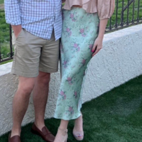 NWT Maison Amory Romance Slip Skirt - Green Floral - Picture 2 of 8